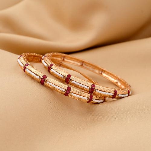 Pearl Setted Antique Bangle Set