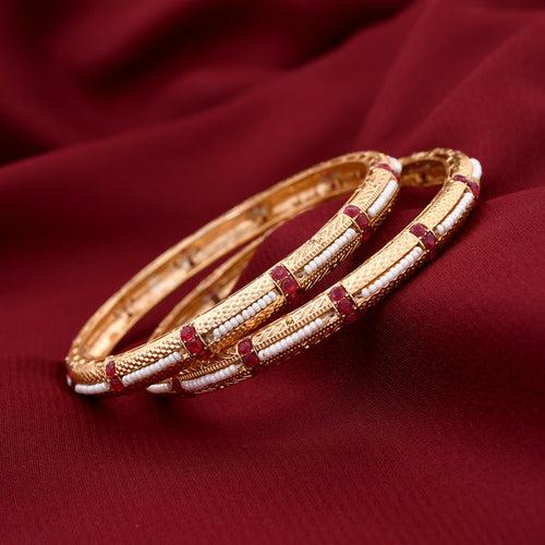 Pearl Setted Antique Bangle Set