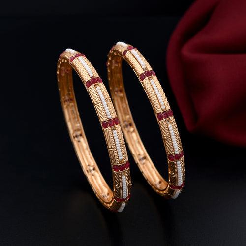 Pearl Setted Antique Bangle Set