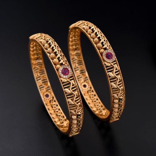 Leaf Design Antique Polish Bangles