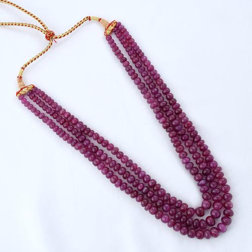 Natural Ruby Rondelle Beads Necklace