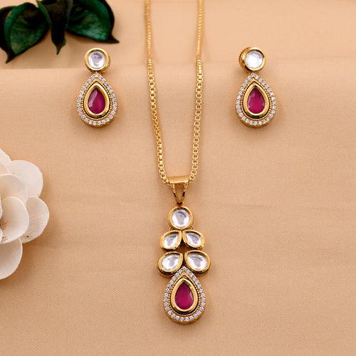 Ruby Kundan Pendant Set