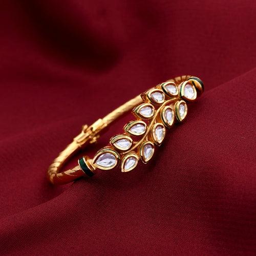 Leaf Design Kundan Bracelet