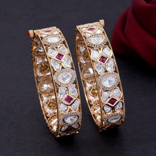 Ruby With Polki Setted  Kundan Bangles