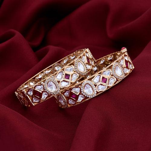 Ruby With Polki Setted  Kundan Bangles