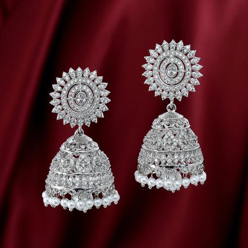 Silver Plated Diamond Jhumka