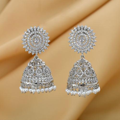 Silver Plated Diamond Jhumka