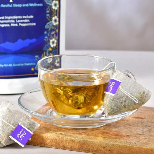 Serene Sleep Tea by Keeros |Calming Night Tea for Deep Sleep | Herbal Blend with Chamomile, Lavender, Lemongrass, Mint & Peppermint| Helps in Diabetes, Weight Control & General wellbeing |30Tea Bags