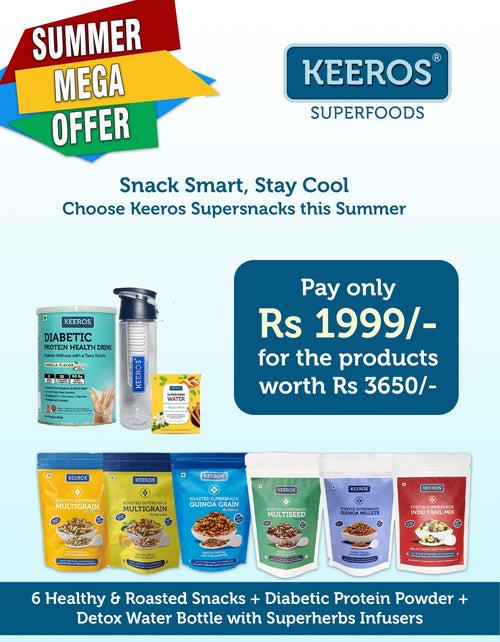 Summer Mega Offer | Keeros Healthy & Diabetic Friendly Supersnacks | Combo Packs of 6 varieties | Detox Water Bottle & Superherbs Infusers | 400g Sugarfree Protein Powder Specially Formulated for Keeros!