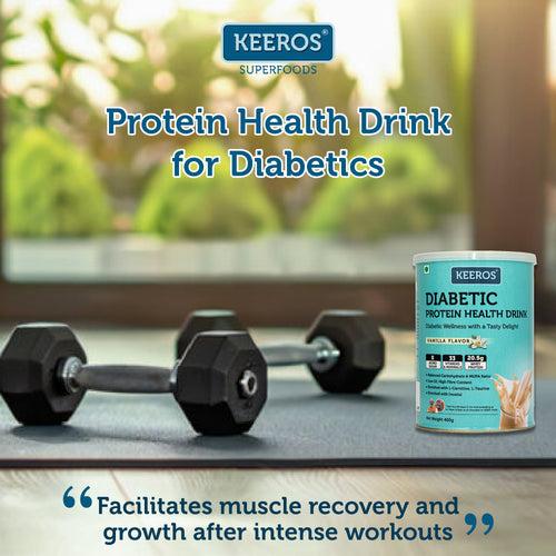 Keeros Diabetic Protein Nutrition Drink 400g - Vanilla Flavor | Diabetic Friendly, High Fiber, Balanced Carbohydrate & MUFA | General Health Benefits with DHA | Nutrient-Rich Supplement for Overall Wellness