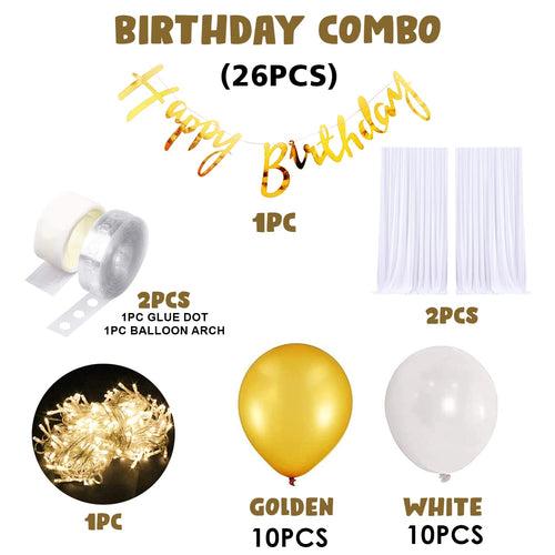 Birthday Decoration Items - 26 Pcs, Happy Birthday Decoration Items for Husband Wife | Cabana Tent for Birthday Decorations Girls Boys