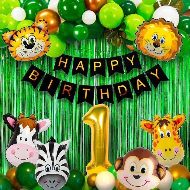 Kids Birthday Decoration - 52Pcs, Jungle Theme Birthday Decoration For Boys, Girls