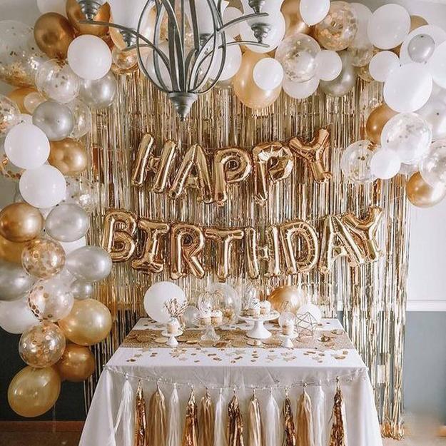 Set of 60 Pcs Happy Birthday Decoration Kit Combo - Gold Happy Birthday