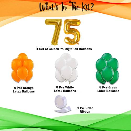 Happy Republic Day Decoration - Pack of 27 - Foil Balloon and Tricolor Balloons