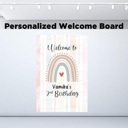Boho Rainbow Personalized Welcome Board for Kids Birthday