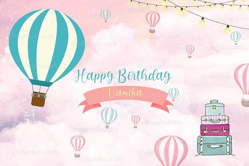 Hot Air Balloon Flex banner Personalized Backdrop for Kids Birthday