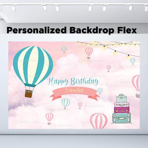 Hot Air Balloon Flex banner Personalized Backdrop for Kids Birthday