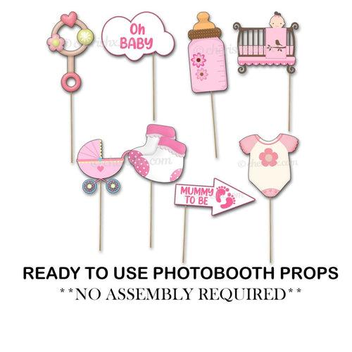 Pink Baby Shower Photo Booth Party Props