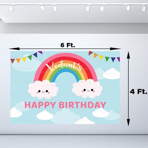 Rainbow Personalized Backdrop for Kids Birthday