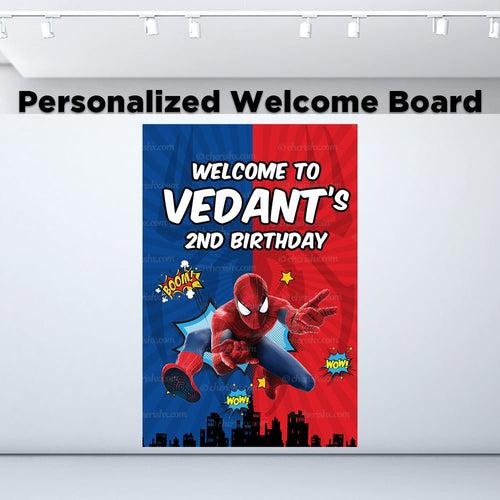 Spiderman Personalized Welcome Board for Kids Birthday