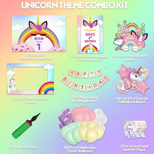 Unicorn Birthday Combo Kit - Silver