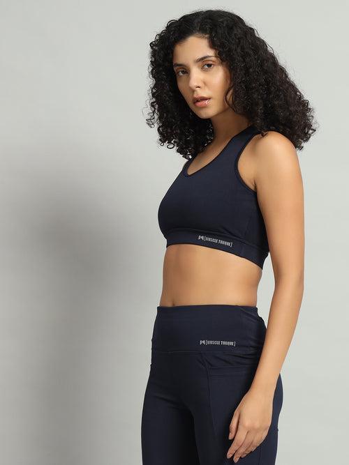 Criss-cross Sports Bra - Navy Blue