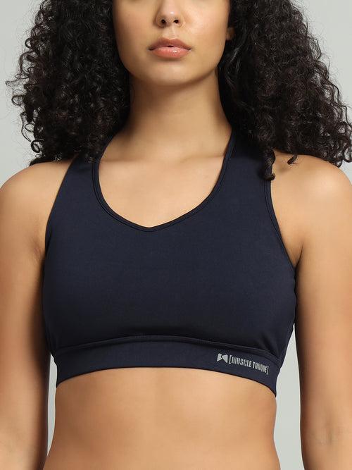 Criss-cross Sports Bra - Navy Blue