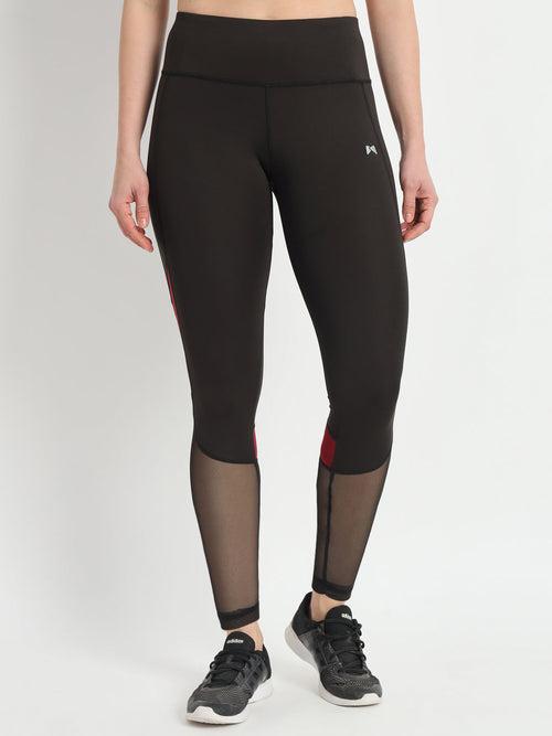 Bone-Dry High Rise Tight With Mesh At The Bottom In Front-Black