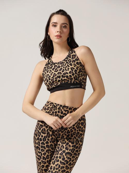 High Impact Cross Hook Sports Bra – Leopard Printed