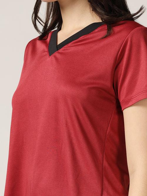 Lazy day Cord-Set With Comfort T-shirt & Pyjama - Maroon