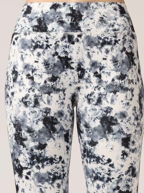 High Waist Tight With Back Hip Support - Rose Print