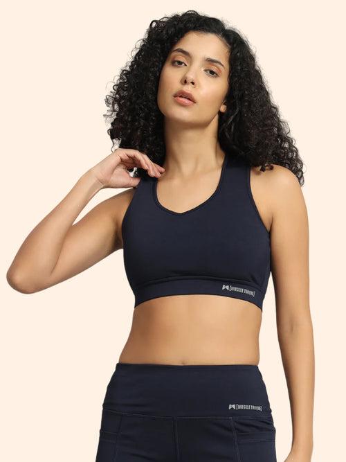 Criss-cross Sports Bra - Navy Blue