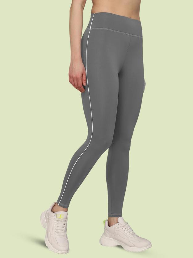 High Waist Workout Side Piping Tight – Grey