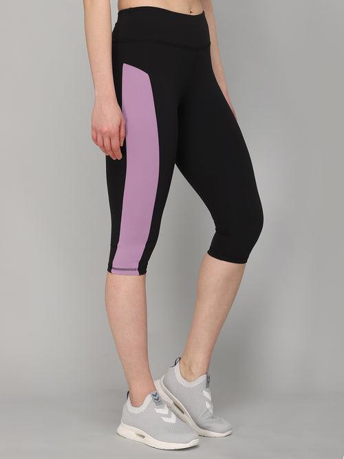 High Waist Side Panel Capri - Purple