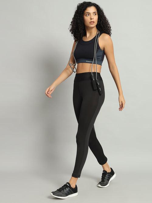 High Impact Boat neck Sports Bra - Black & Grey