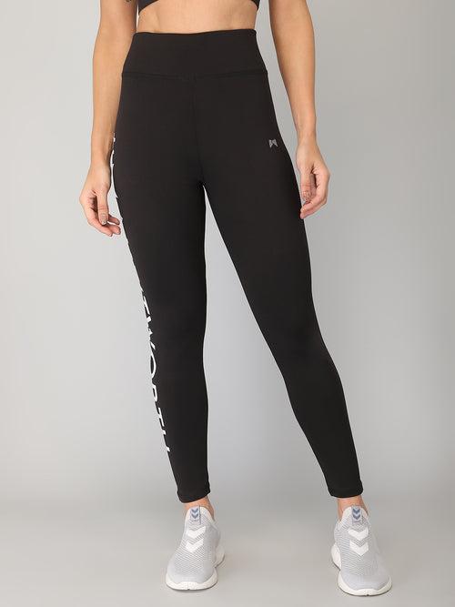 High Waist Make it Worth Printed Tight – Black