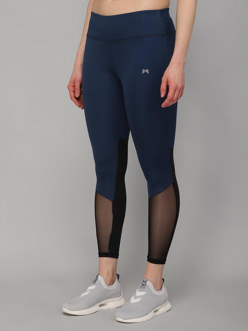 High Waist With Mesh At The Bottom In Front Tight - Navy Blue