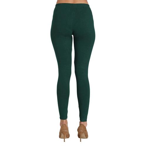 Groversons Paris Beauty Women's Pack of 2 Regular Leggings (BOTTLE GREEN & LAVENDER)