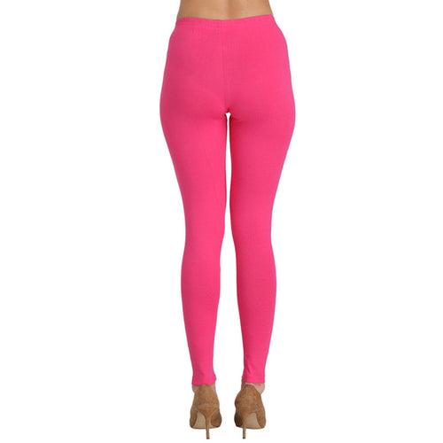 Groversons Paris Beauty Women's Pack of 2 Regular Leggings (BUTTER & FUSHIA)