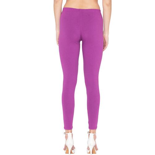 Groversons Paris Beauty Women's Pack of 2 Regular Leggings (STRIKING PURPLE & WINE)