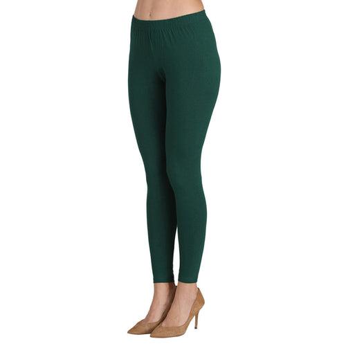 Groversons Paris Beauty Women's Pack of 2 Regular Leggings (BOTTLE GREEN & MAUVE)