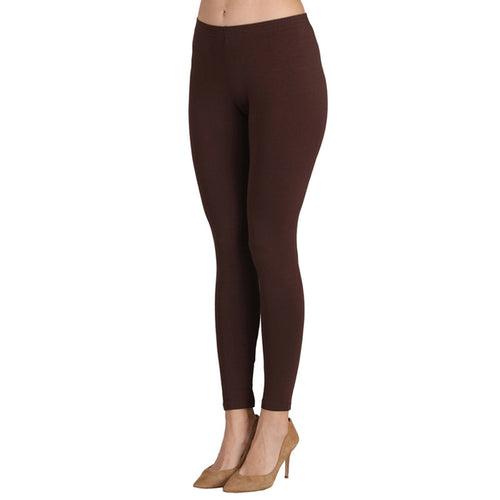 Groversons Paris Beauty Women's Pack of 2 Regular Leggings (COFFEE & OLIVE GREEN)