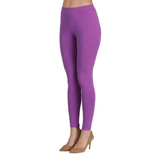 Groversons Paris Beauty Women's Pack of 2 Regular Leggings (CADBURRY & LAVENDER)