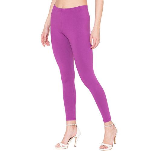 Groversons Paris Beauty Women's Pack of 2 Regular Leggings (STRIKING PURPLE & WINE)