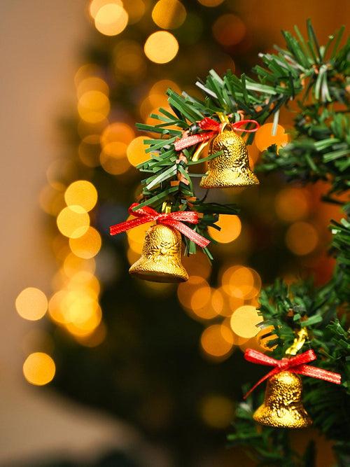 Christmas Bells Tree Decoration (Gold, Set Of 18, Assorted)