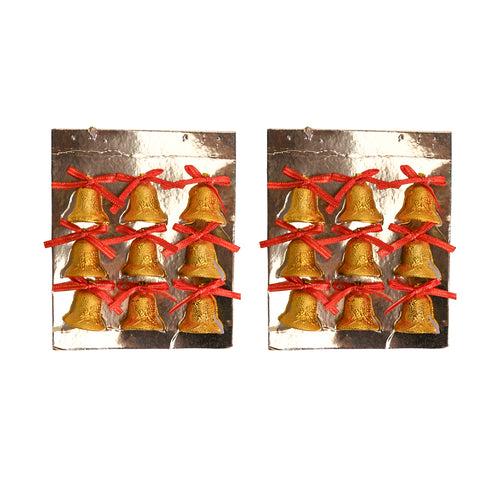 Christmas Bells Tree Decoration (Gold, Set Of 18, Assorted)