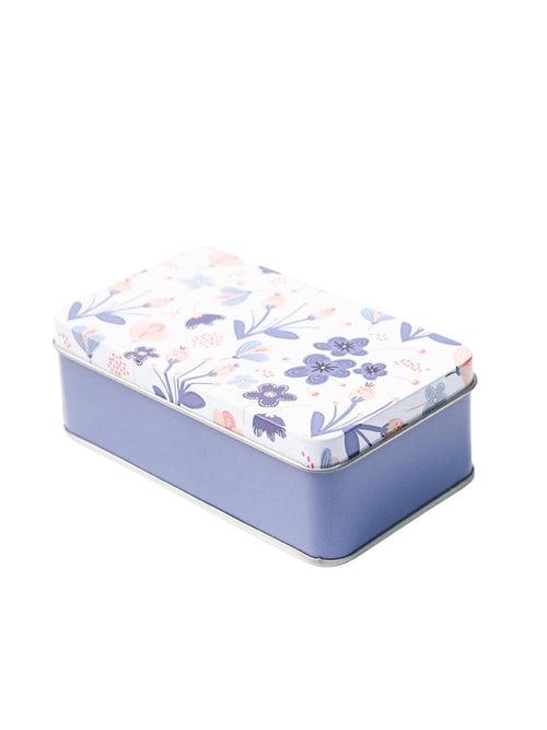 Mini Floral Tin Storage Box - Set Of 3, White