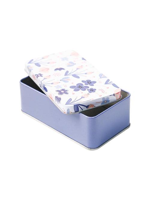 Mini Floral Tin Storage Box - Set Of 3, White