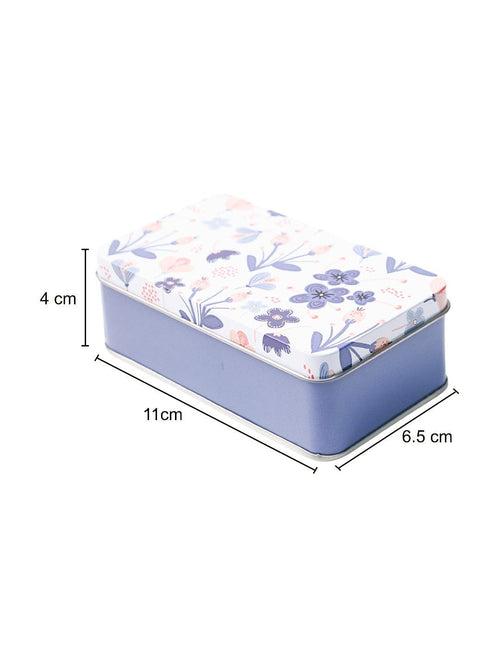 Mini Floral Tin Storage Box - Set Of 3, White