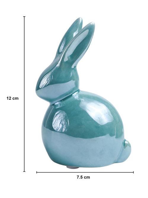 VON CASA Ceramic Decorative Rabbit - Skyblue, Set Of 2